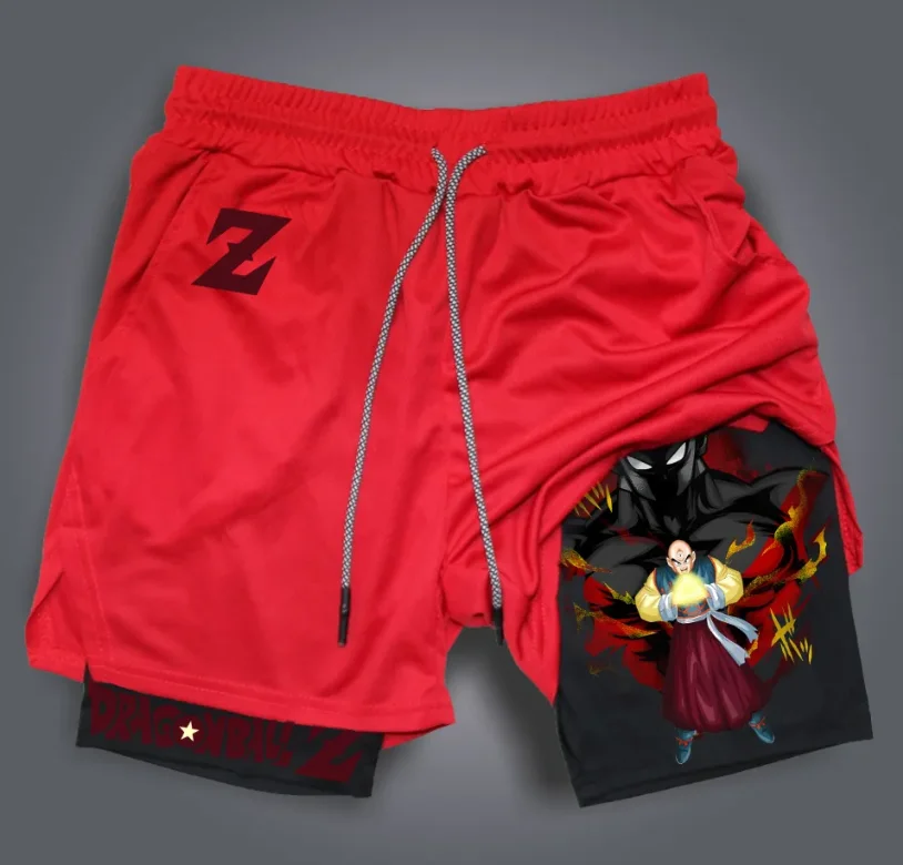 شورت مطبوع بطبقات مزدوجة من Dragon Ball، سراويل GOKU الأمريكية الرياضية، مريحة وعصرية للرجال فضفاضة وقابلة للتنفس #2