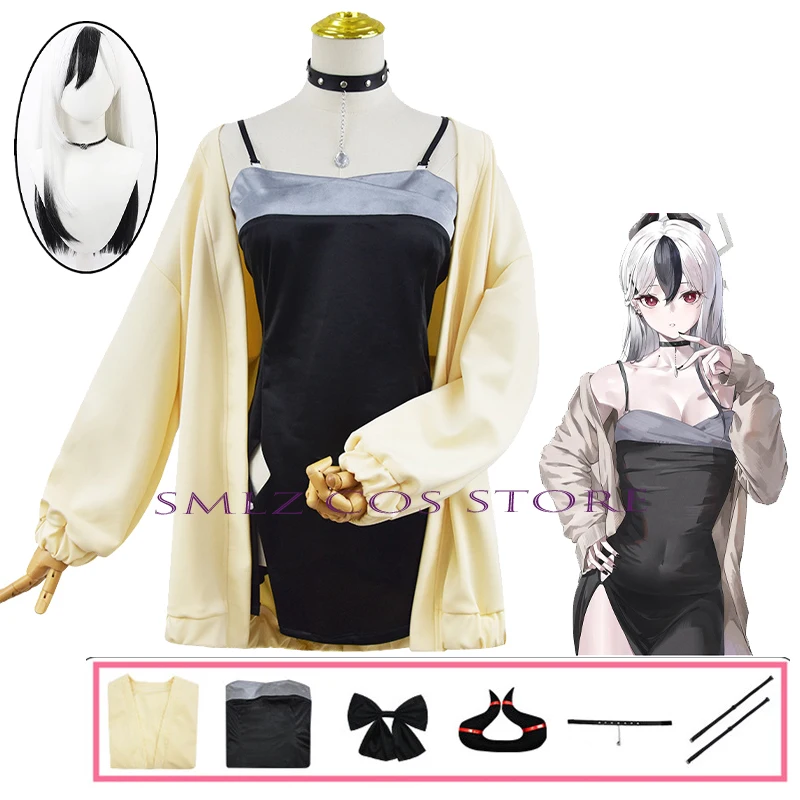 

Onikata Kayoko Cosplay Game Blue Archive Costume Coat DRESSES Wig Set Anime Cos Play Uniform Halloween Party Outfit for Women