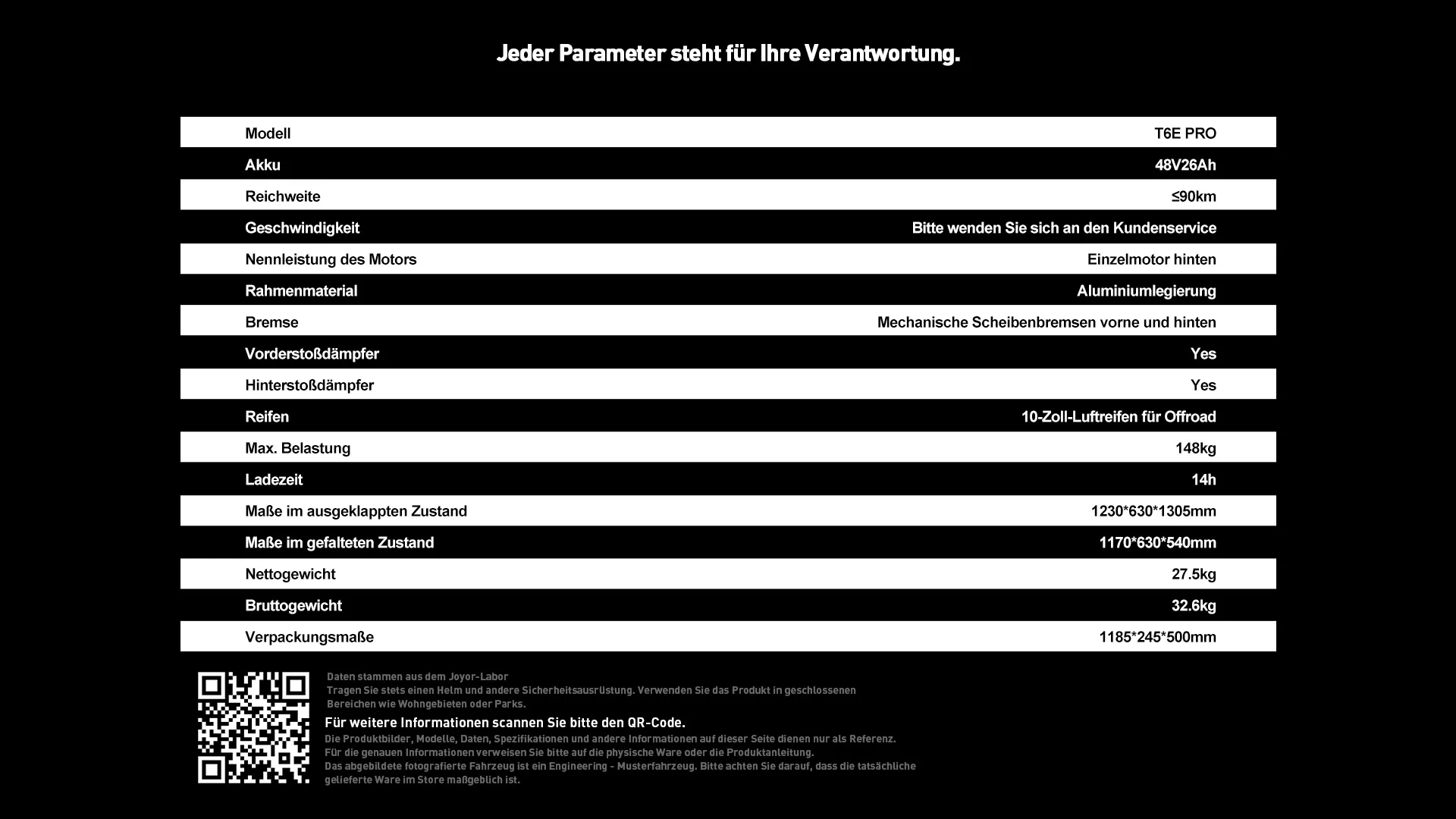 JOYOR T6E PRO ABE Faltbarer Premium-Elektro-Scooter für Erwachsene, 48V26AH Akku, City- und Pendler-E-Scooter, 10-Zoll-Offroad-Reifen – Detail 12