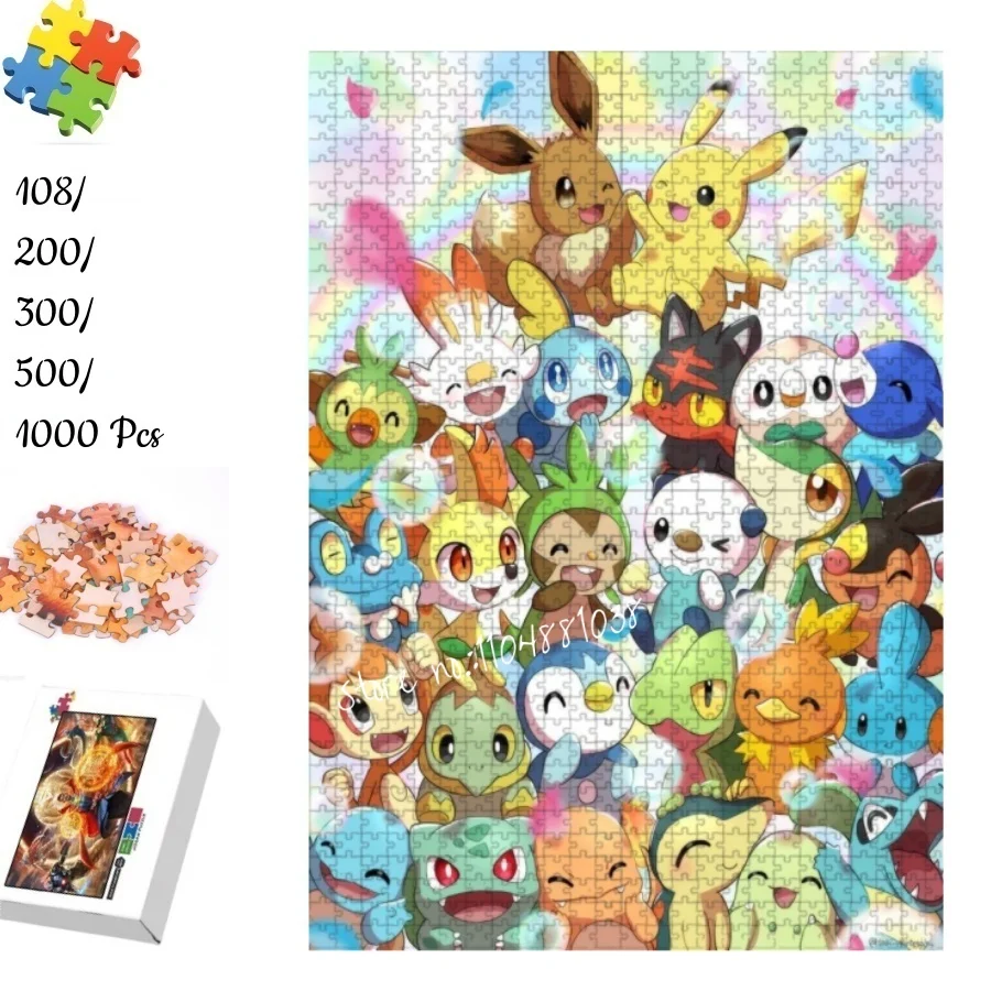 

Anime Pokemon Cute All Star Jigsaw Puzzle Pikachu Eevee Scorbunny All Starter Characters Kids Adult Educational Toy Gift