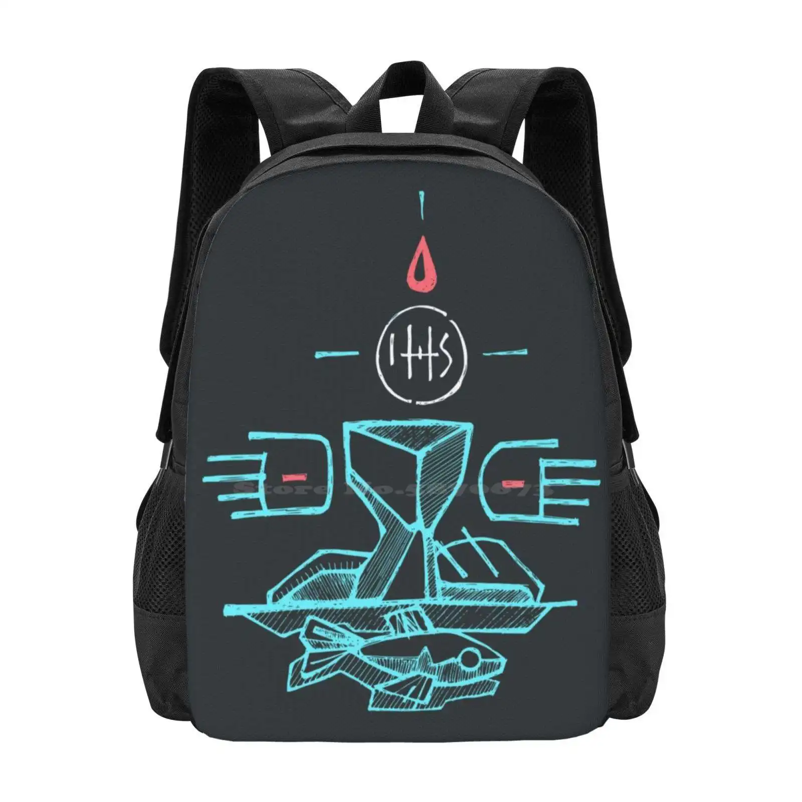 

Eucharist Sacrament Illustration Hot Sale Schoolbag Backpack Fashion Bags Hand Drawn Vector Fish Bread Wine Blood Grapes Ihs