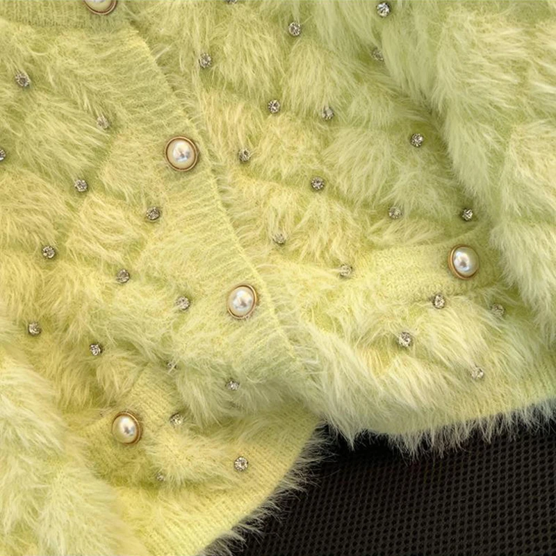 Casual Female Knitted Sweater Jacket Autumn Winter 2025 Long Sleeved Imitation Mink Women Cardigan Sweater Coat Age reduction