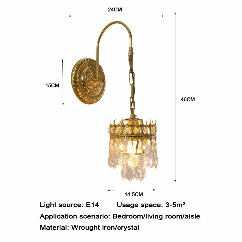 خمر الجدار تركيب المصابيح الكريستال شمعدانات جدارية مع التبديل غرفة نوم الجدار مصباح جدار ديكور لغرفة المعيشة أضواء السرير 110-220 فولت