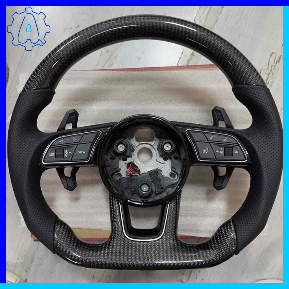 

Heated steering wheel for Audi A4 B9 A5 carbon fiber multifunctional sport steering wheel with paddles and buttons