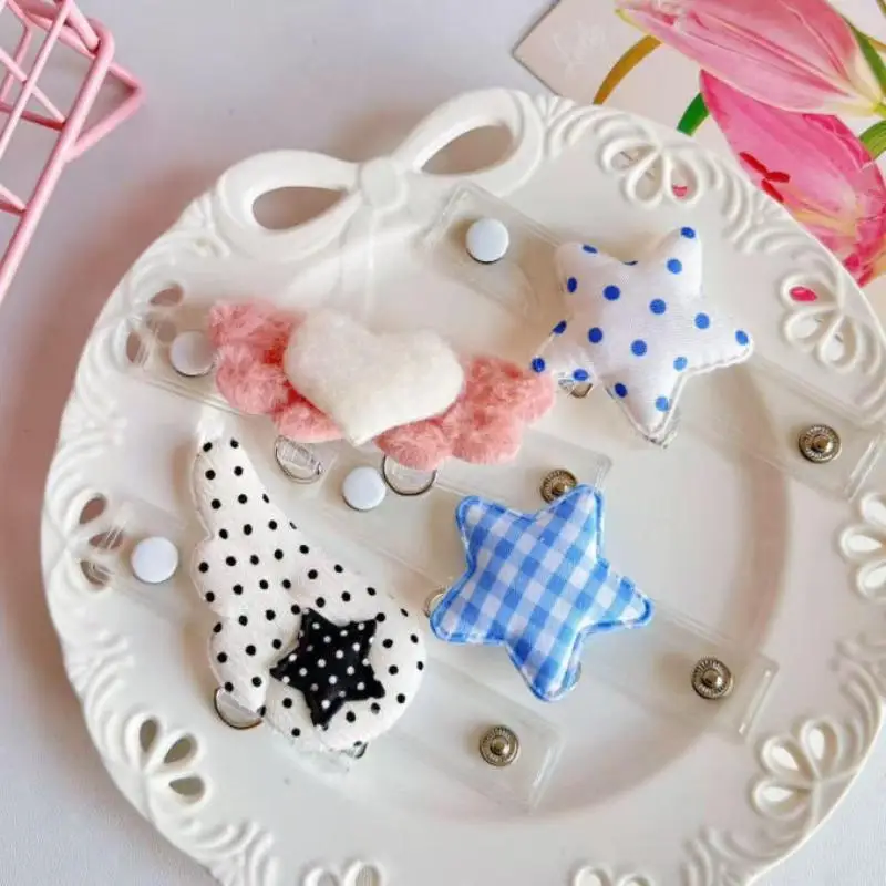 Cute Plush Phone Extension Buckles With Lovely Star Heart Wing Design For Keychain Photocard Holder Decor
