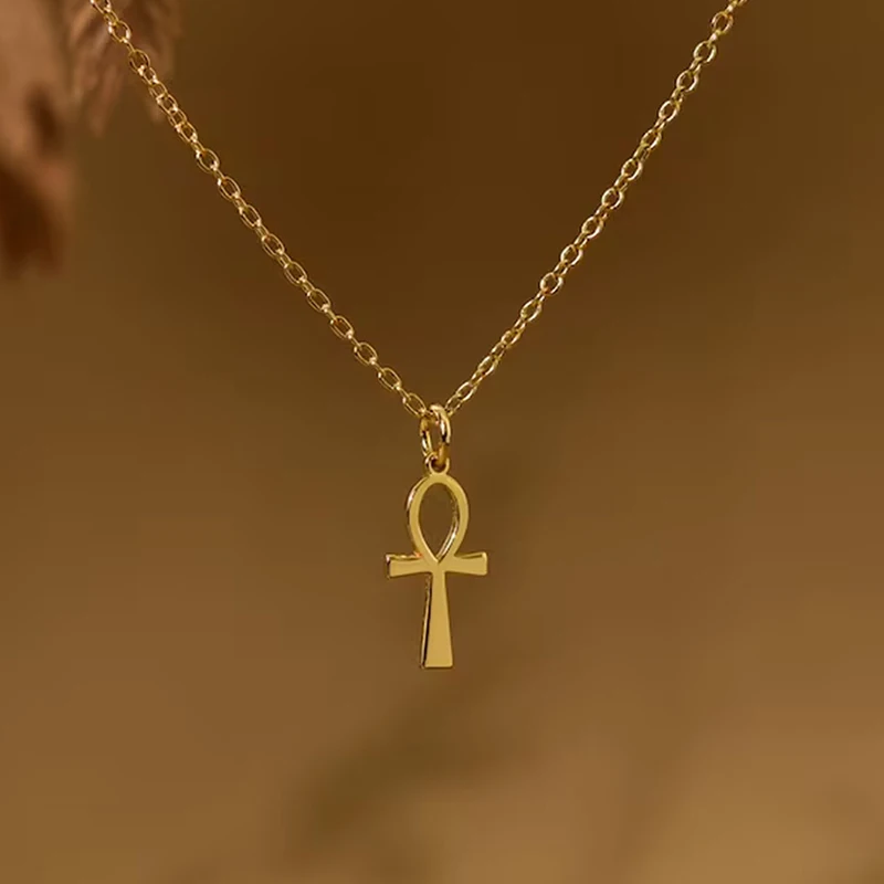 Ancient Egyptian Ankh Pendant Necklace Amulet for Life Health Luck Religious Jewelry Gift for Friends Family Sick Loved Ones