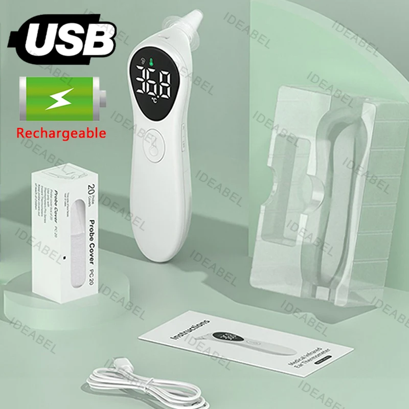 Rechargeable Ear Infrared Thermometer Baby Forehead Ear Non-contact Medical Use Body Temperature Meter Adult IR Measure Fever