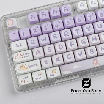 142 Keys Gradation Purple Rabbit MOA Profile PBT Keycaps Dye Sublimation  for MX Switch Gaming Mechanical Keyboard Keycap