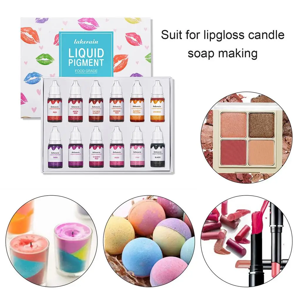 12 cores diy artesanal brilho labial multi-cor tingimento pigmento portátil lipgloss cosméticos para salão profissional doméstico