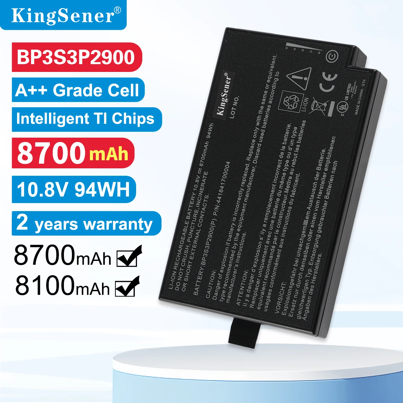 

Сменный аккумулятор KingSener BP3S3P2900 для серии Getac B300 B300X BP3S3P2900(P) BP3S3P2600(S) 441841700004 4418144000490