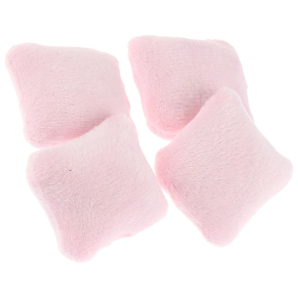 4 Pcs Throw Pillows for Couch Dollhouse Accessories Miniature Decorate DIY Accessory Pink Fake Sofa