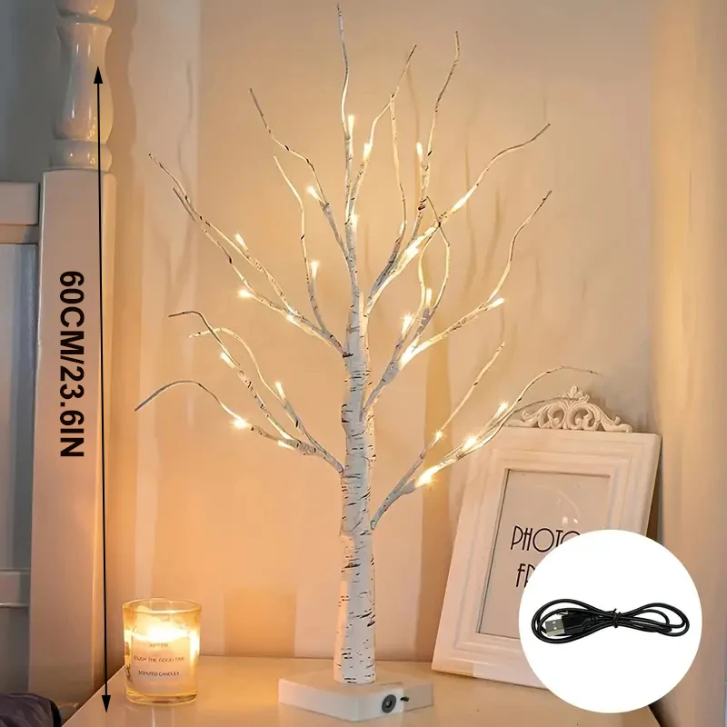 24 Led Easter Twinkling Tree Fairy Light Birch Tree Branches 3AA&USB Powered Tree Lamp For Party Bedroom Chirstmas Decoration