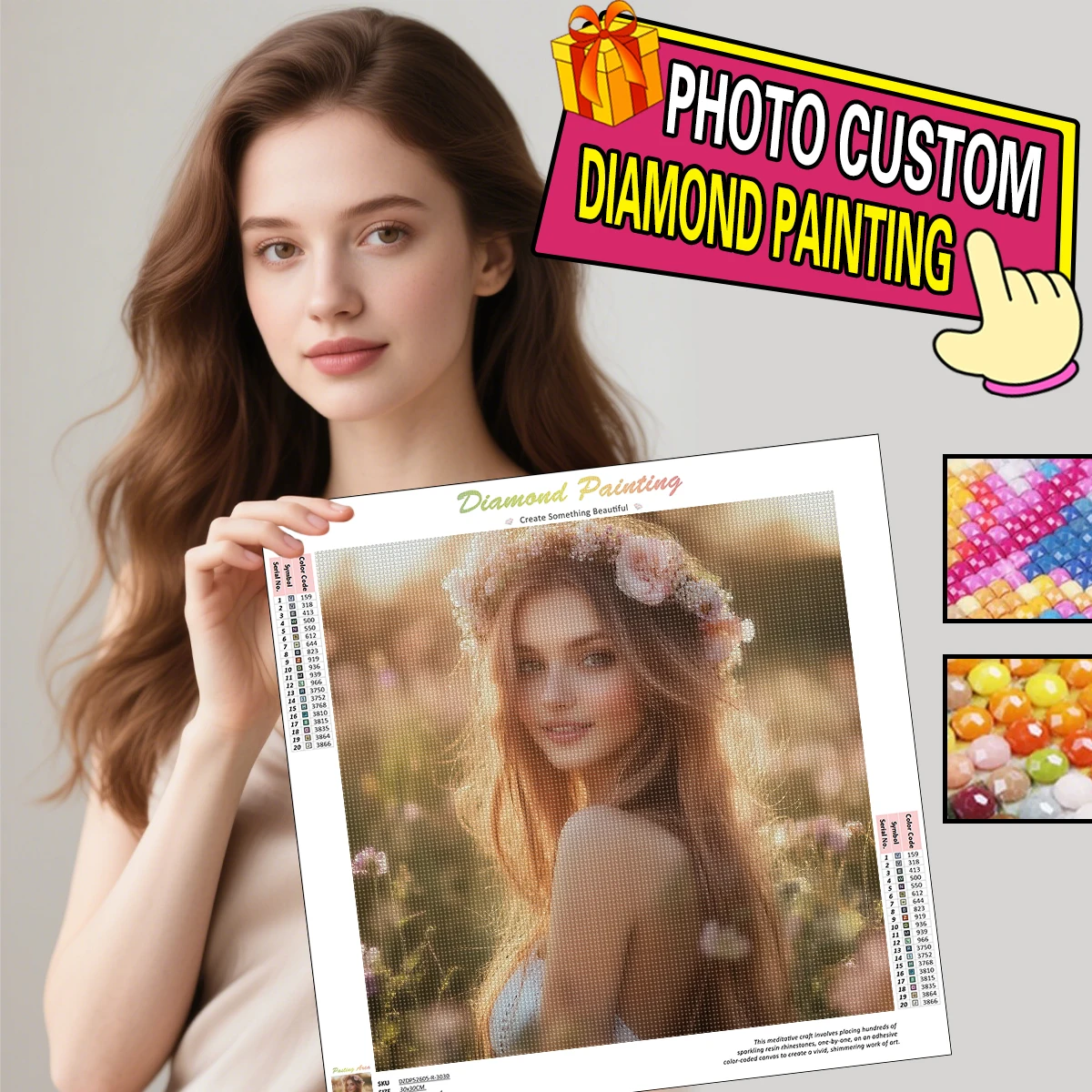 

GATYZTORY 5D Diamond Painting Photo Custom DIY Picture Rhinestones Crystal Diamond Embroidery Cross Stitch Set Home Decoration