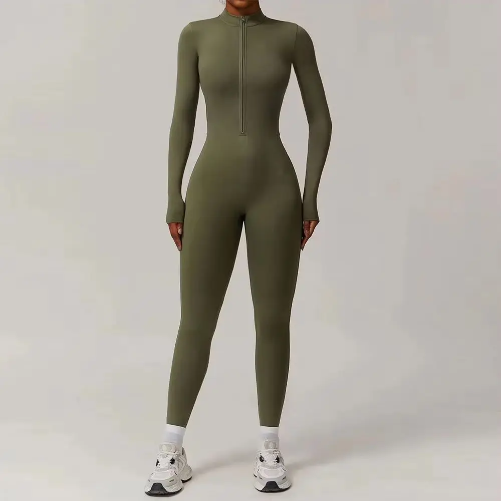 Winter Zipper Workout Jumpsuit Sports Overalls Women Gym Clothing Running Fitness Suit Gym Tracksuit Push Up Sportswear Yoga Set