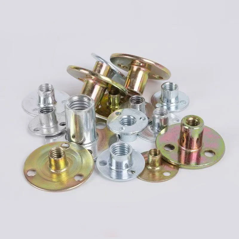 1/2/5/10/20PCS Iron Plate Lock Nut M6 M8 M10 M12 For Wood Furniture Splint Lock Nut Sofa Foot Lock Galvanized Three-hole Nut
