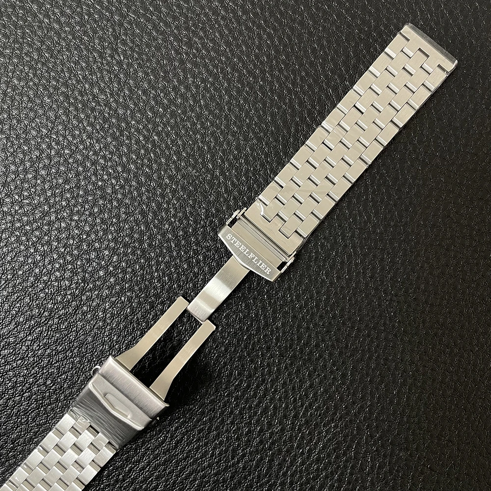 สายนาฬิกาสแตนเลสสตีลสตีลสตีลสตีลสตีลสตีลอย่างเป็นทางการความกว้าง22มม. พับได้ปลอดภัยหัวเข็มขัด SF764GD สายนาฬิกาปลายแบน