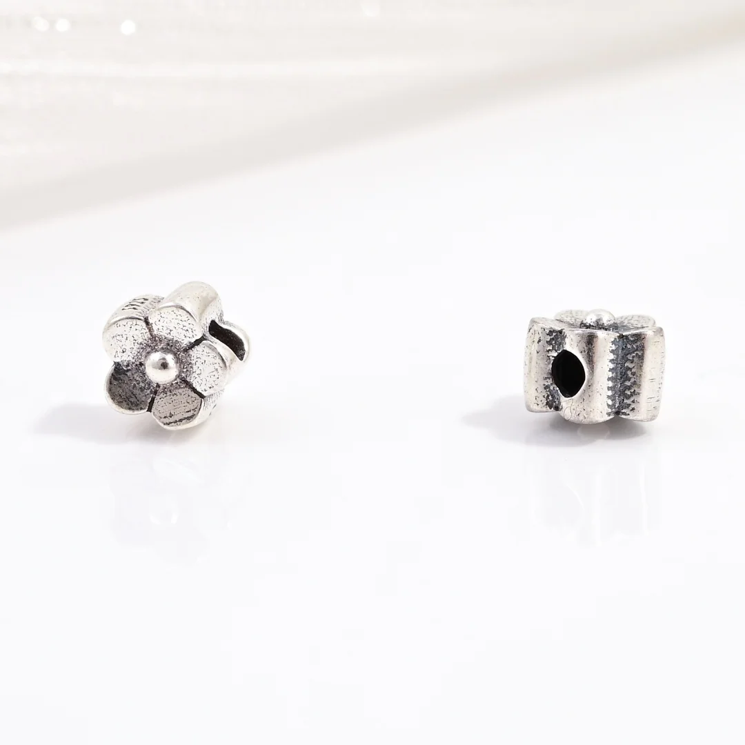 2PCS S925 Sterling Silver Retro Pattern Spacer Beads