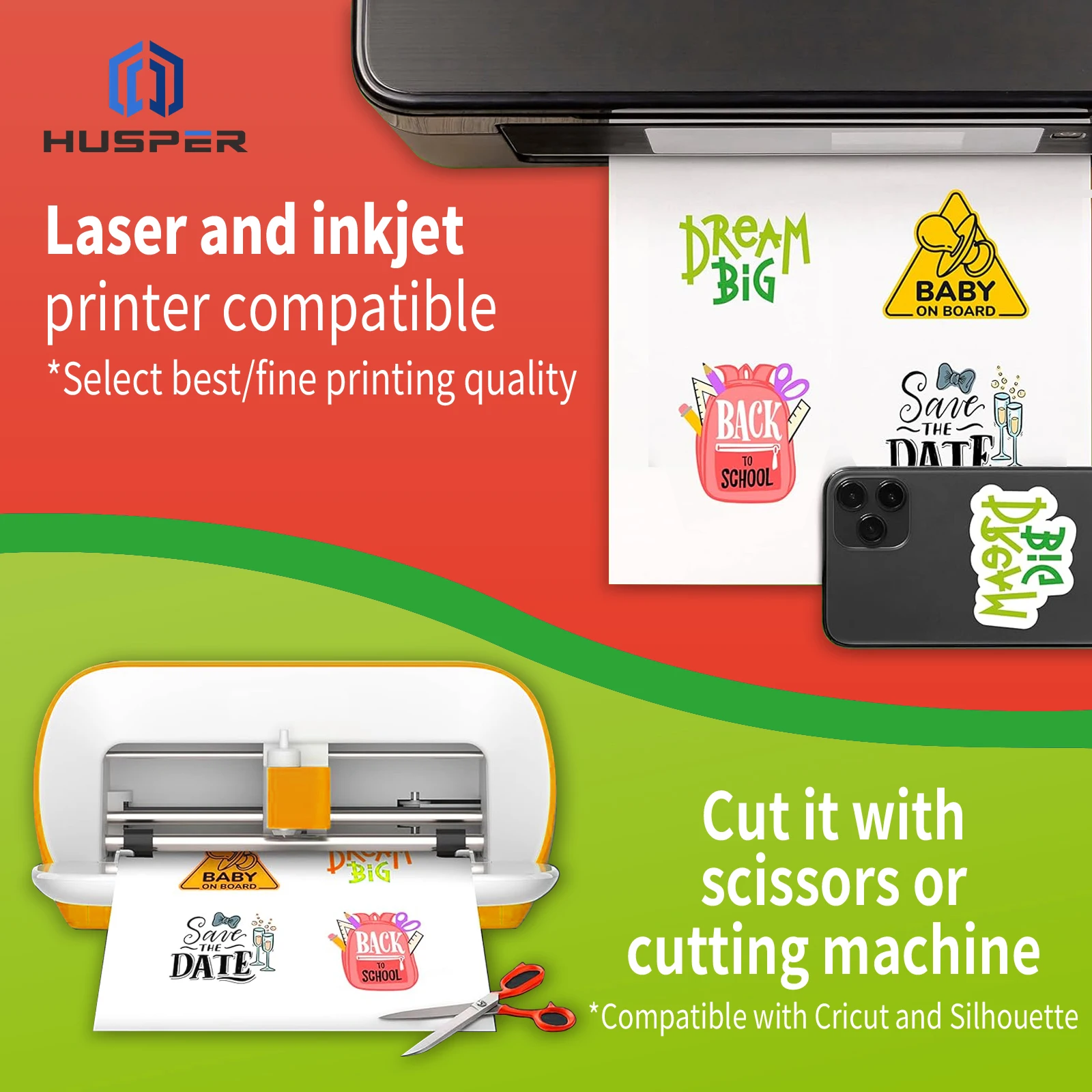 A4 210x297mm Premium Printable Vinyl Inkjet Stickers -20 Sheets Glossy 8.3x11.7 Inch Sticker Paper Suitable for Inkjet Printers