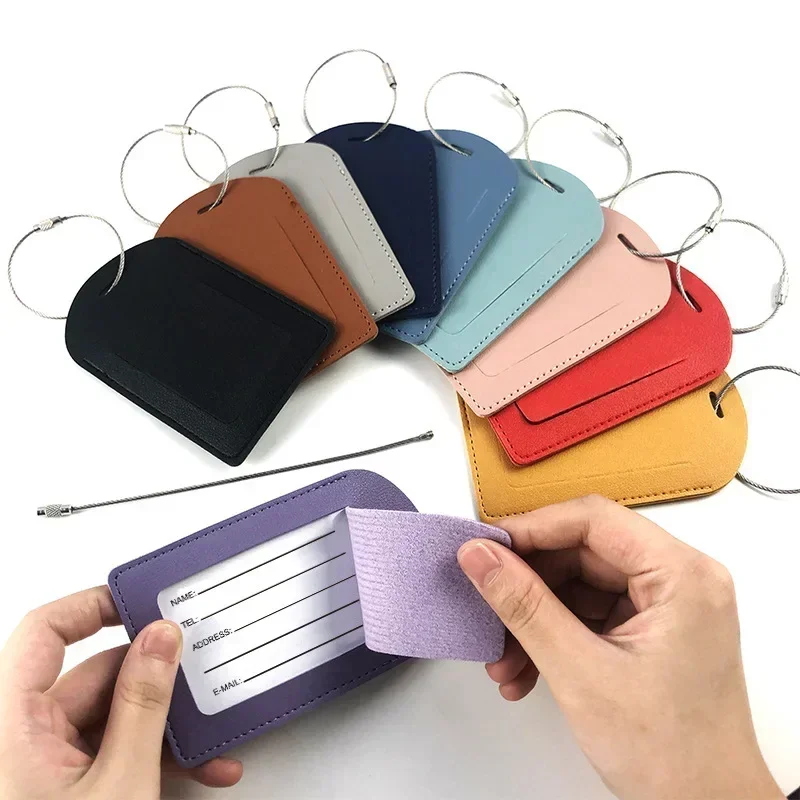 PU Leather Luggage Tags Women Men Travel Name ID Address Holder Suitcase Address Label Baggage Boarding Bag Tags Accessorier