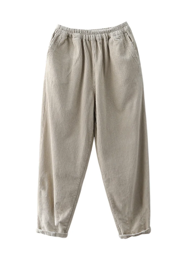 Pantaloni Harlan in velluto a coste foderati Thiened Fce Pantaloni lunghi invernali a vita alta da donna Coreano Sle Commute Faion