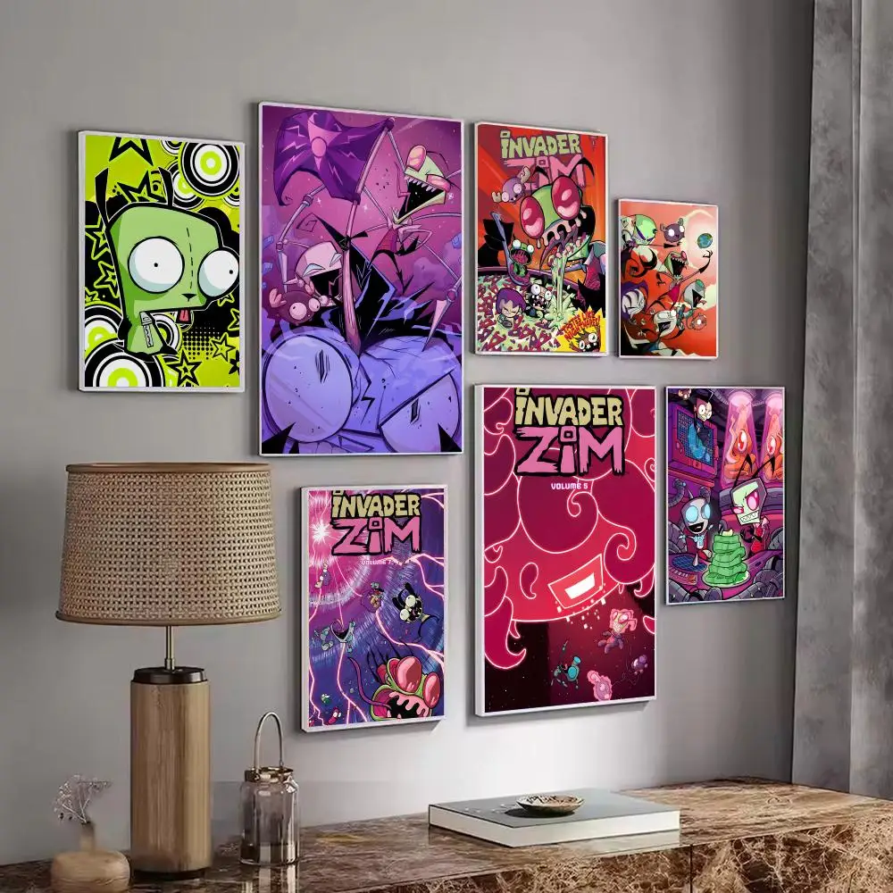 Cartoon I-Invader zim Poster Home Living Bed Room Bar Hallway Sticky Wall Printing Waterproof Aesthetic Decor