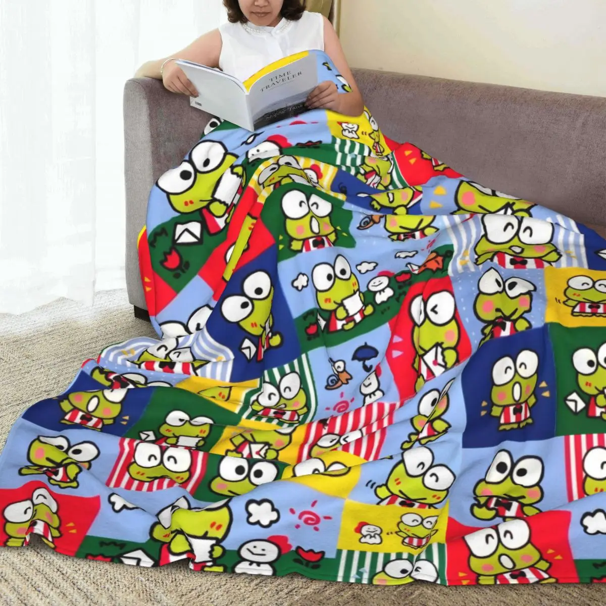 Keroppi Super Warm Blanket Decorative Plush Throw Blanket Novelty Couch Chair Flannel Bedspread Sofa Bed Cover