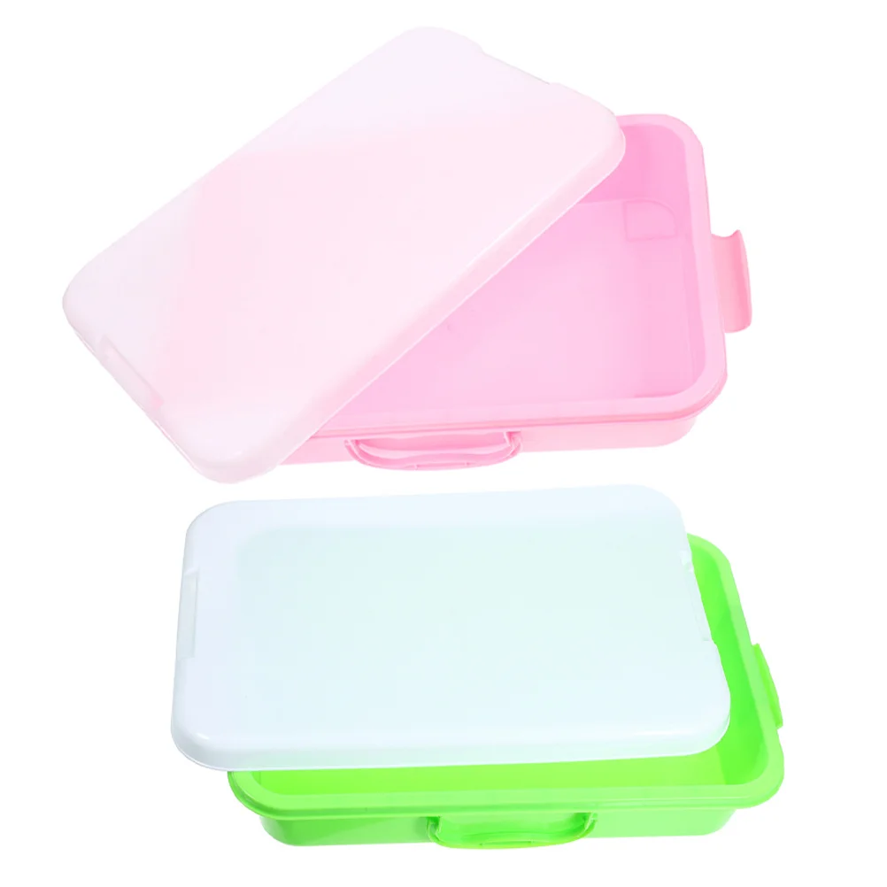 2Pcs Plastic Sandbox Storage Container with Handle Multi-Functional Sensory Bin for Kids Sand Play Water Art Crafts Organized
