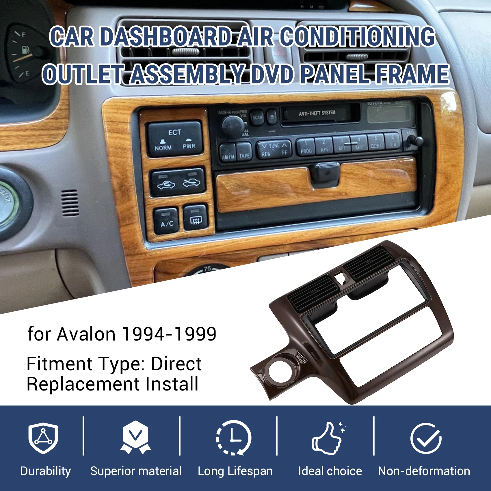 A80X-لوحة سيارة الأوسط A/C تكييف الهواء منفذ الجمعية DVD لوحة الإطار 55405-AC040 لتويوتا أفالون 1994-1999 LHD #2