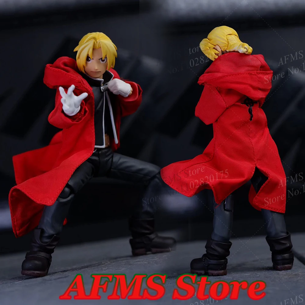 1/12 Men Soldier Edward Elric Red Windbreaker Anime Alchemist Cosplay Coat Clothes For 6Inch Action Figure Body Model Toys