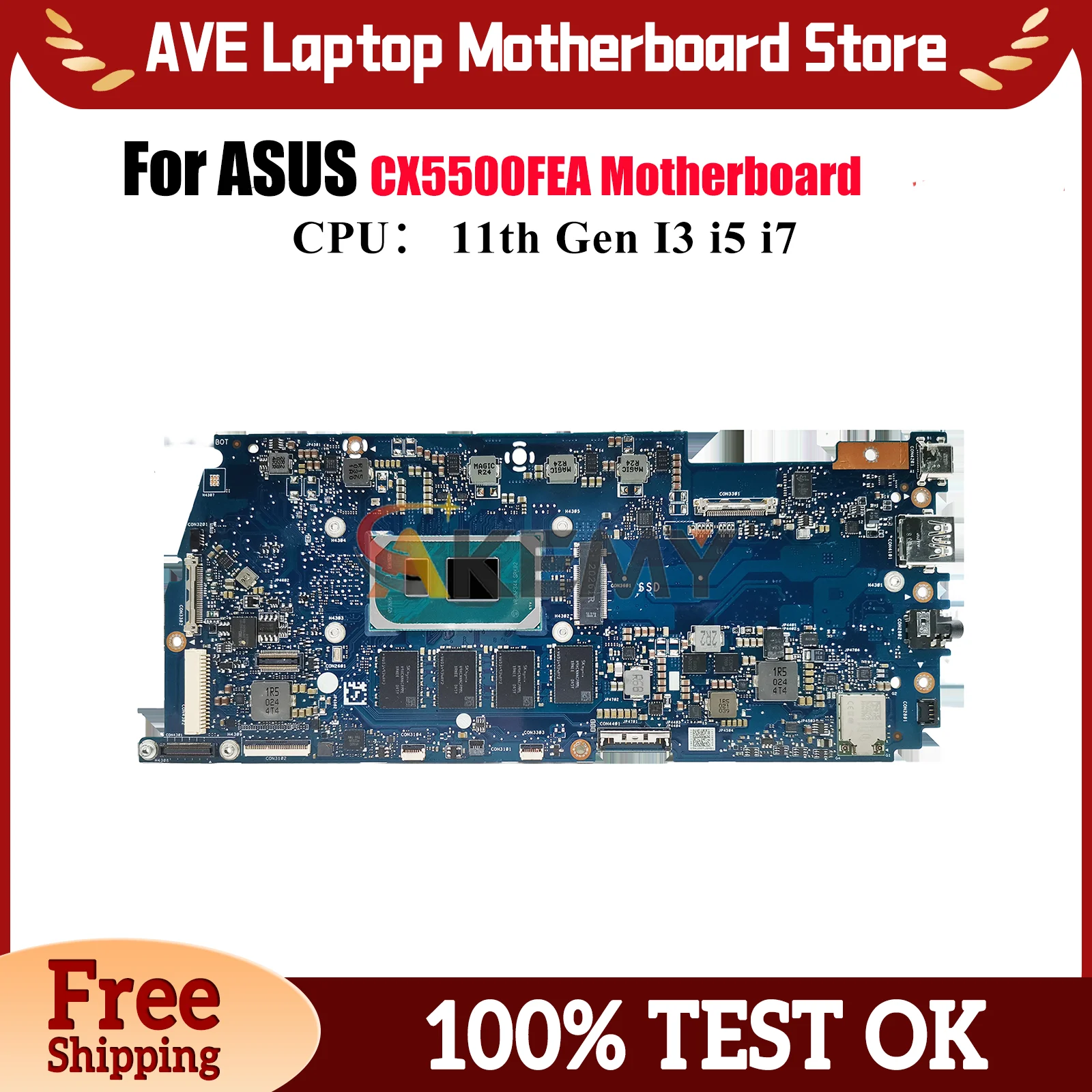 

Материнская плата для ноутбука CX5500FEA для ASUS Chromebook Flip CX5 CX5500FEA CX5500F с 11-го поколения I3 i5 i7 100% тестирование OK stk