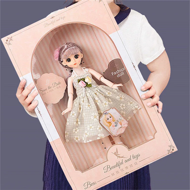 BJD Doll 3D Eyes Doll Girl Wedding Ball Joint Doll DIY Full Set Clothes Dress Up Bicycle Girl Box Birthday New Year Gift Toy