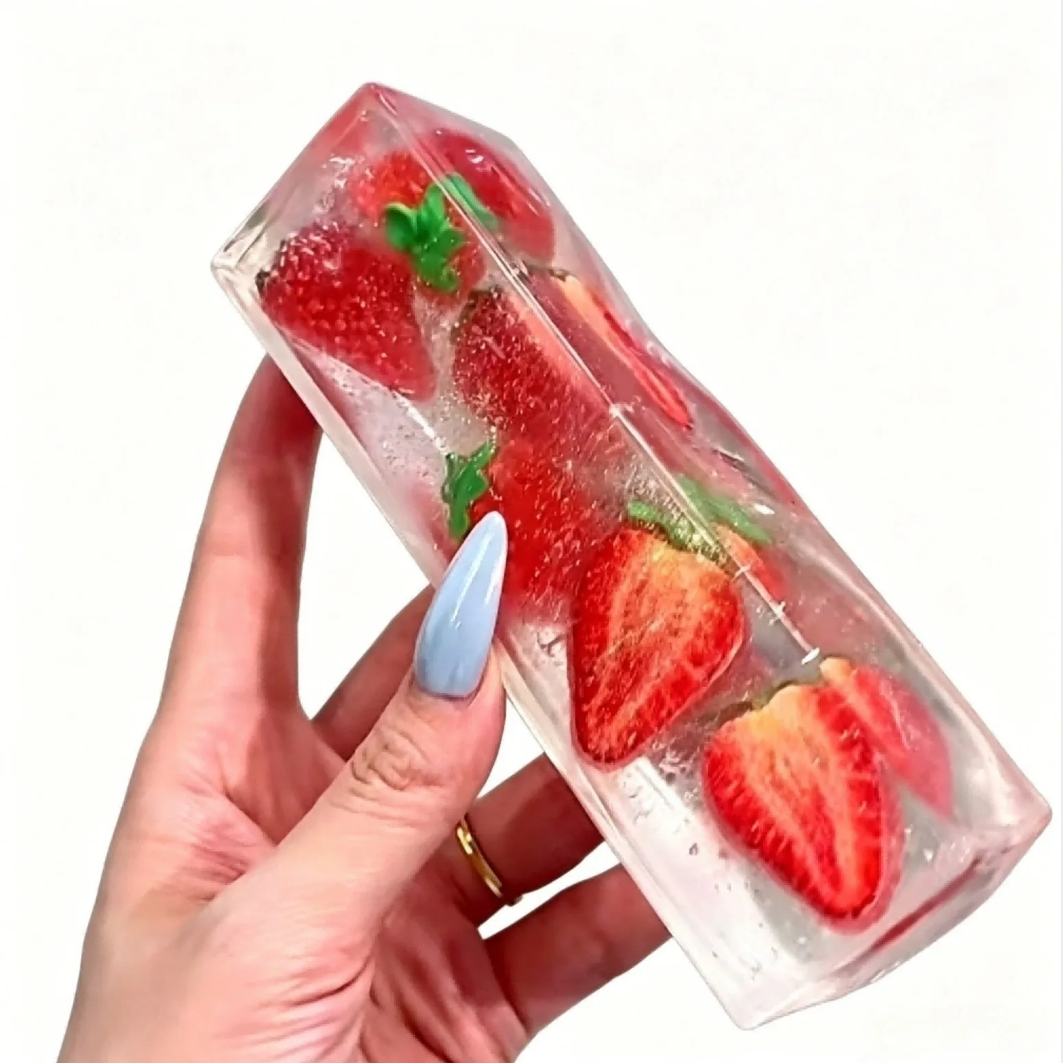 Kawaii Transparent Fruit Ice Cube Squishy Toy Sensory Stress Relief Toy Kids Adults Party Birthday Surprise Desk Decor Gift
