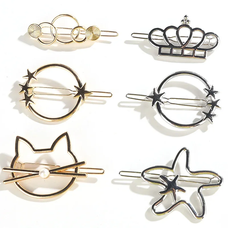 Chic Metal Geometric Hair Clip Round Triangle Barrettes Hairpin Barrette Hair Claws Women Girls Fashion Hair Accessories Gifts