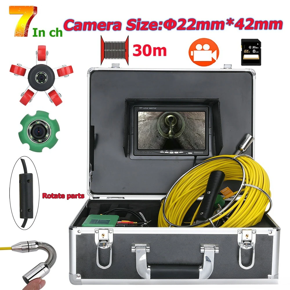 7 inch video 22MM industrial pipe endoscope pipe camera detection system 20M 30M 50M