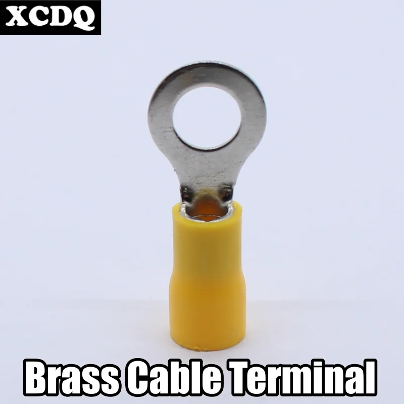 100pcs RV Ring Cold Cable Terminal Lugs Tin Plated Brass Crimp Electrical Wire End Connectors with PVC Insulated Sleeves
