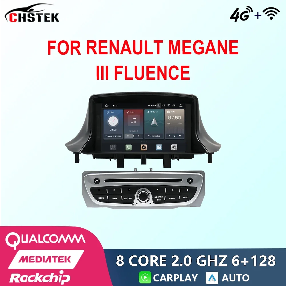 

CHSTEK Car Radio 2 Din Android 12 For Renault Megane III Fluence Bluetooth CarPlay WIFI 4G GPS DSP Autoradio Multimedia Player