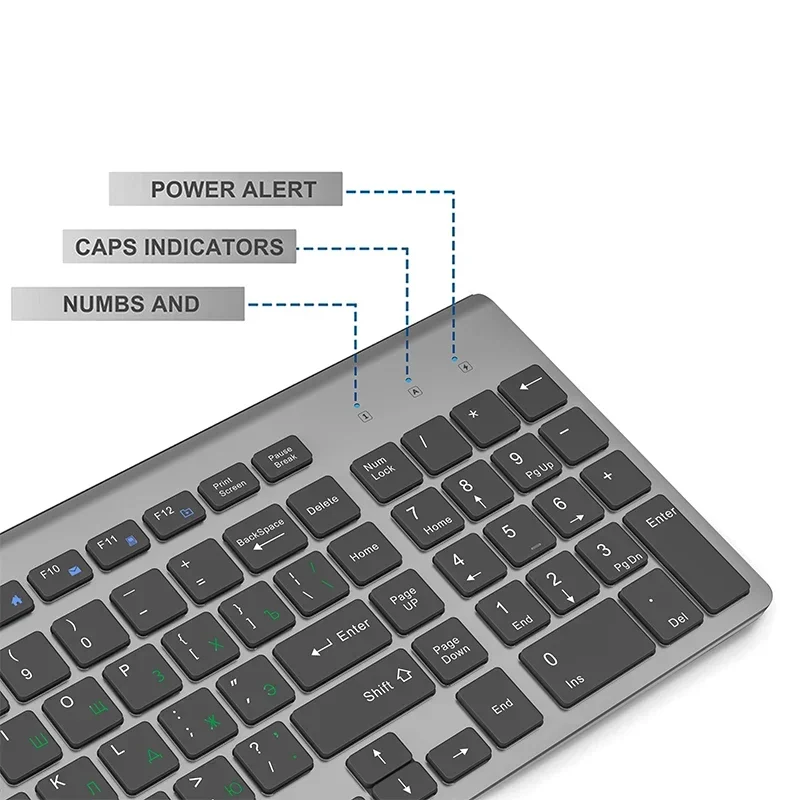 Russische Lay-Out 2.4G Draadloze Toetsenbord Muis Set, Usb Draagbaar Slank Ontwerp, Ergonomisch Toetsenbord En Muis Combo Voor Notebook Laptop