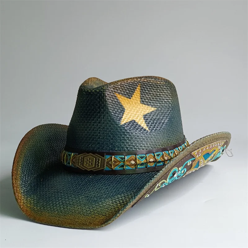 2026 Thickened knight cowboy hat girl pink thickened summer cowboy hat sun hat gradient color new jazz hat cowboy men and women