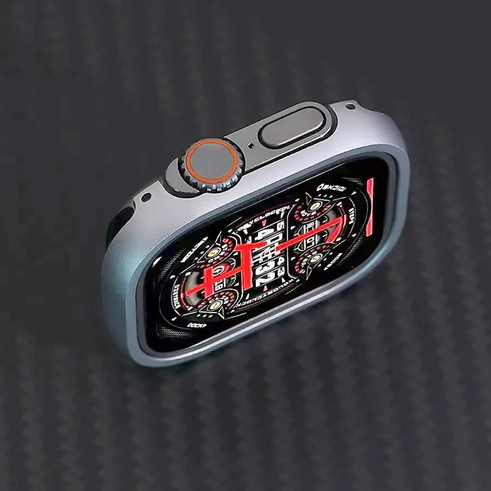 光沢のある保護ウォッチケース Apple Watch Ultra 49mmサイズ対応 メタルカバー 中空アルミニウム合金製 iWatch Ultra 49mmケース