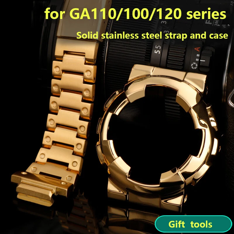 Stainless steel modified watch accessories for Casio G-SHOCK GA110/100/120 metal stainless steel case watch strap set