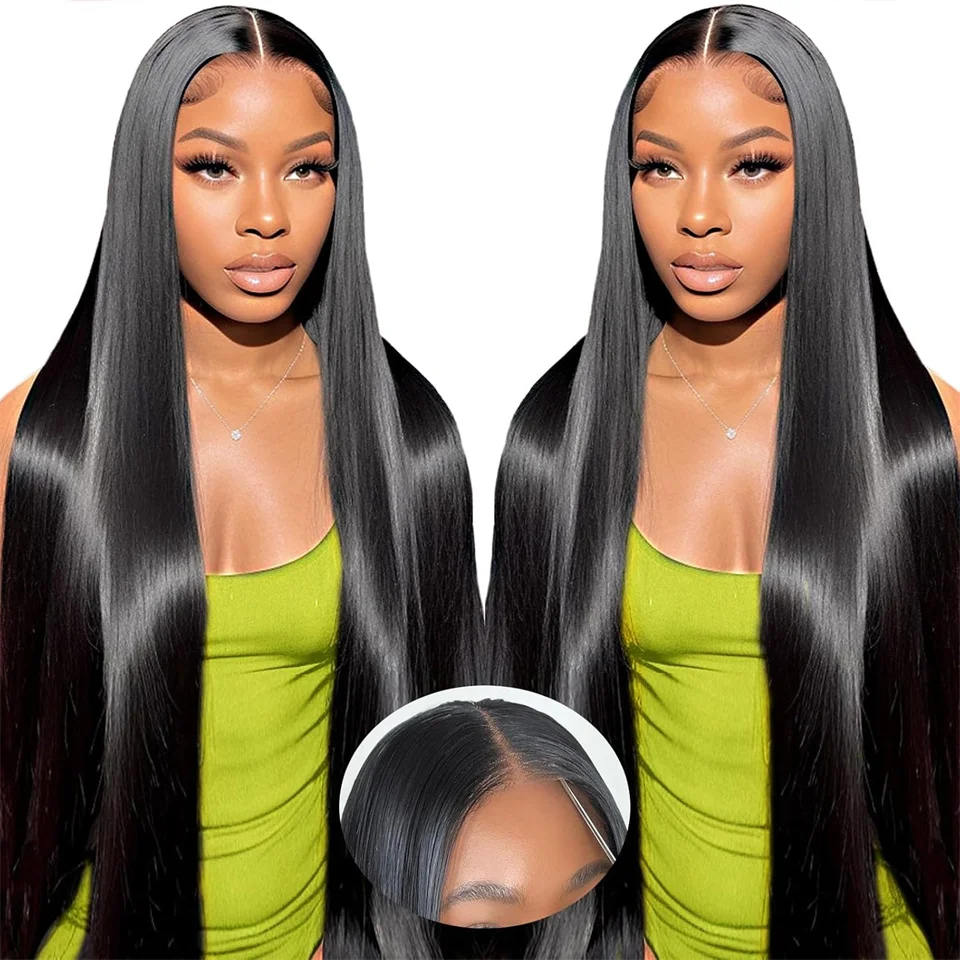 

34inch Wear And Go Glueless Wigs Human Hair Ready To Wear Preplucked Density180 Pre Cut Lace Straight Lace Front Wigs Human Hair