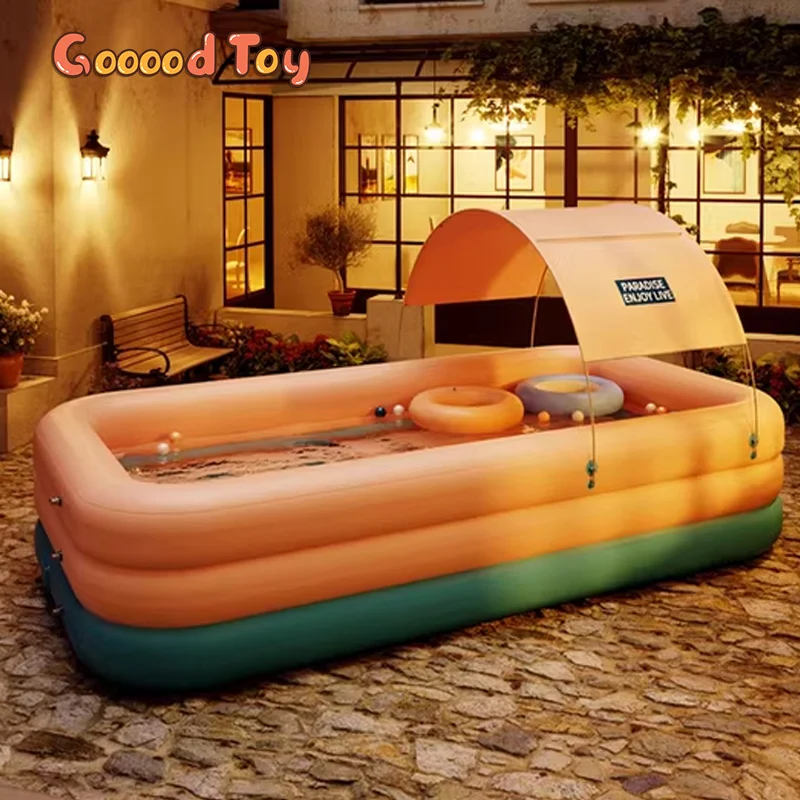 380CM/210CM 3 Layer Automatic Inflatable Swimming Pool Large pools for family Removable Children\'s Pool Ocean Ball PVC Bath Kids