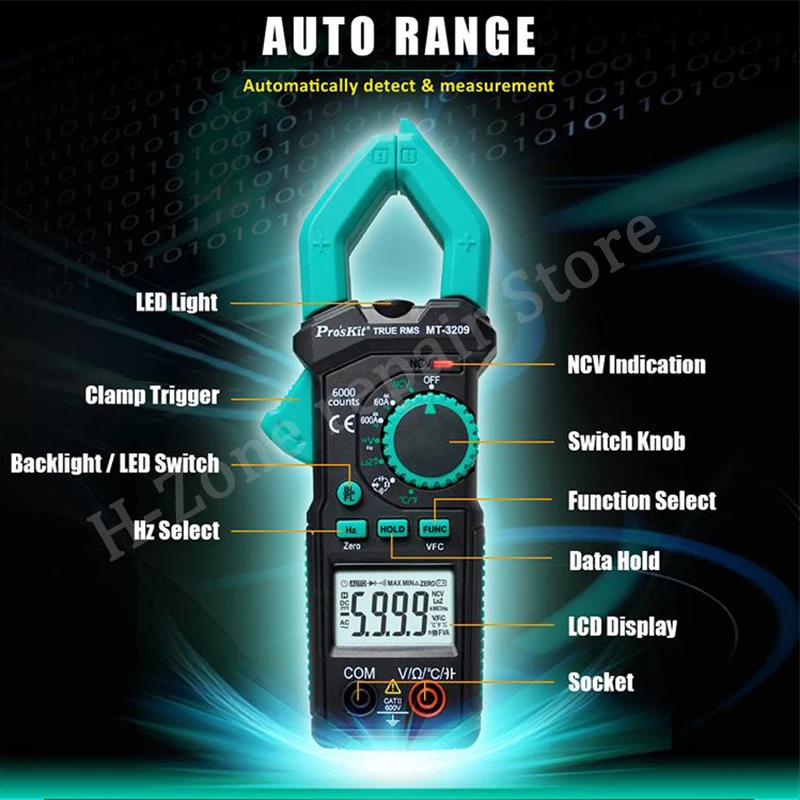 Proskit MT-3209 3-5/6 AC/DC Tipe Klem Ammeter Tipe Klem Lampu LED LCD Tampilan Digital Penjepit Digital Multimeter