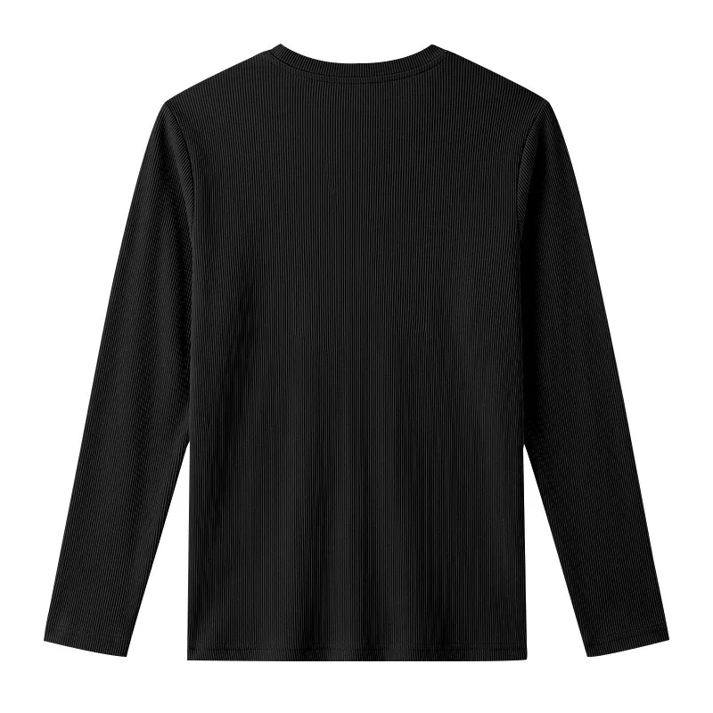 Herren Einteiliges Herbst- und Winter-Unterhemd mit V-Ausschnitt, Lässiges Loses Strick-Langarm-T-Shirt, Weiches und Dehnbares Basic-Layering-Oberteil – Detail 29