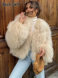 Women White Faux Fur Coat 2024 New Casual Female Short Loose Imitation Fur Jacket Winter Warm Lady High Street Cardigan Outwear