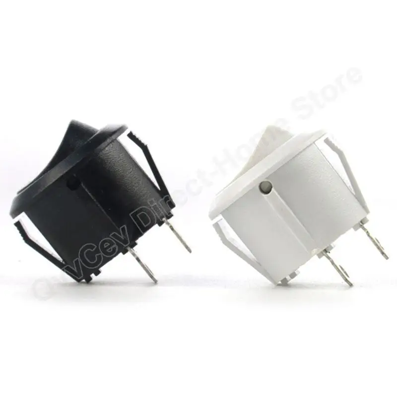 2Pin Terminals ON/OFF Round Boat Rocker Switch LED 6A 250VAC 10A 125VAC Power Push Button Switch Black White