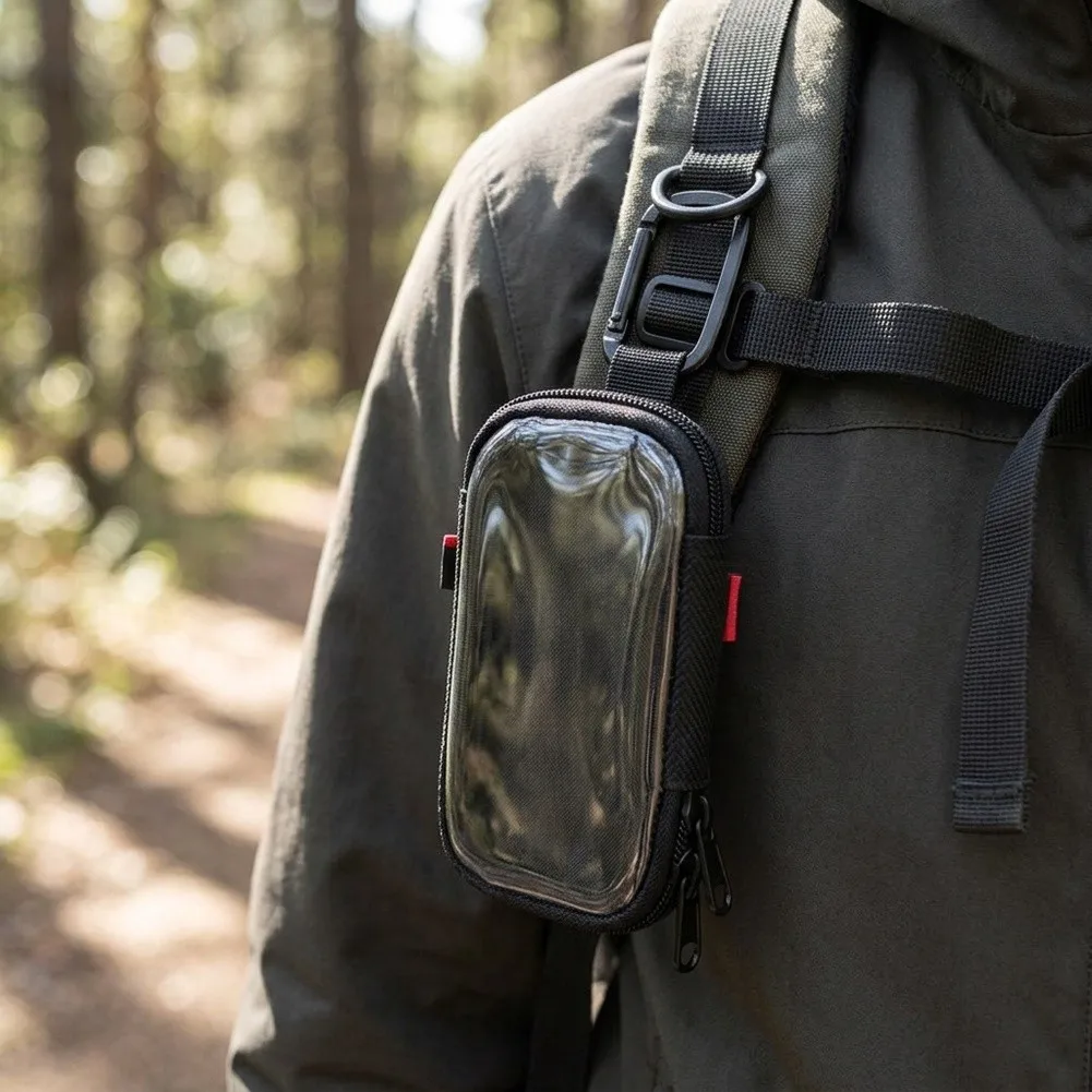 For AGPTEK-M3 Mp3Player Transparent Organizer Pouch For Travel Nylon Protective Cover With Keychain Player Accessories