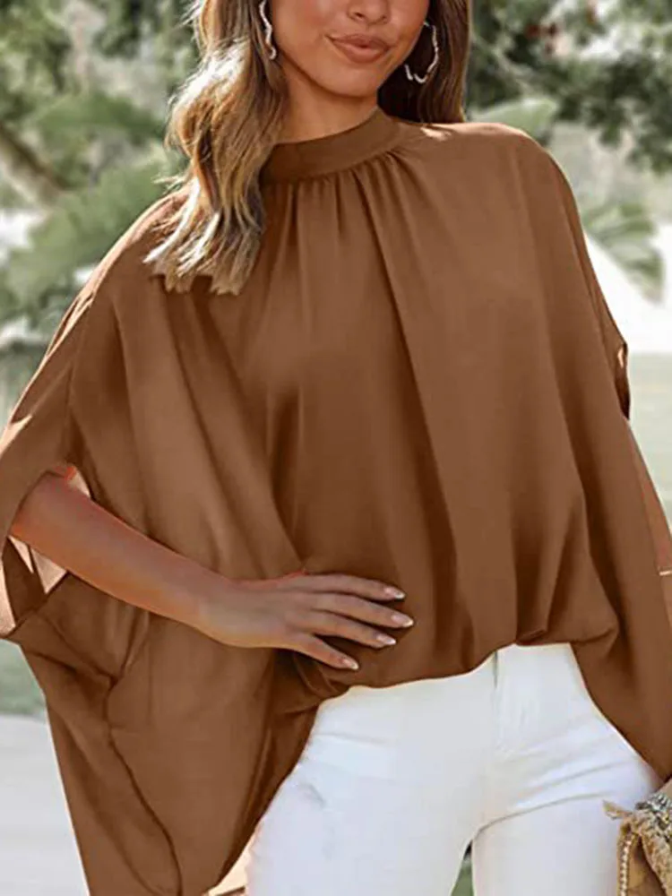 Boho blusa feminina elegante manga curta solta moda o pescoço branco femme topo casual chiffon blusas para mulher 2023 novo verão