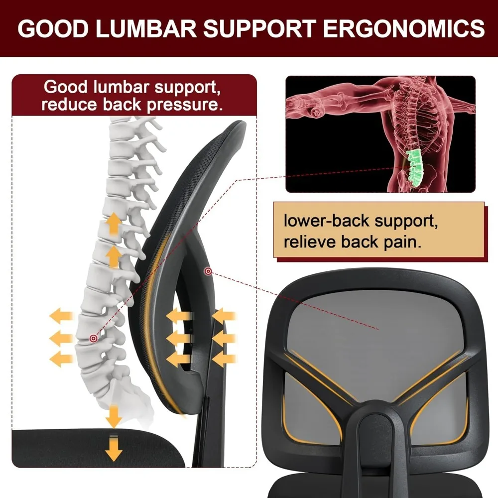 人間工学に基づいた黒いメッシュのオフィスチェア,小さなデスクチェア,腕なし,回転式コンピューター,ホイール付き,作業台