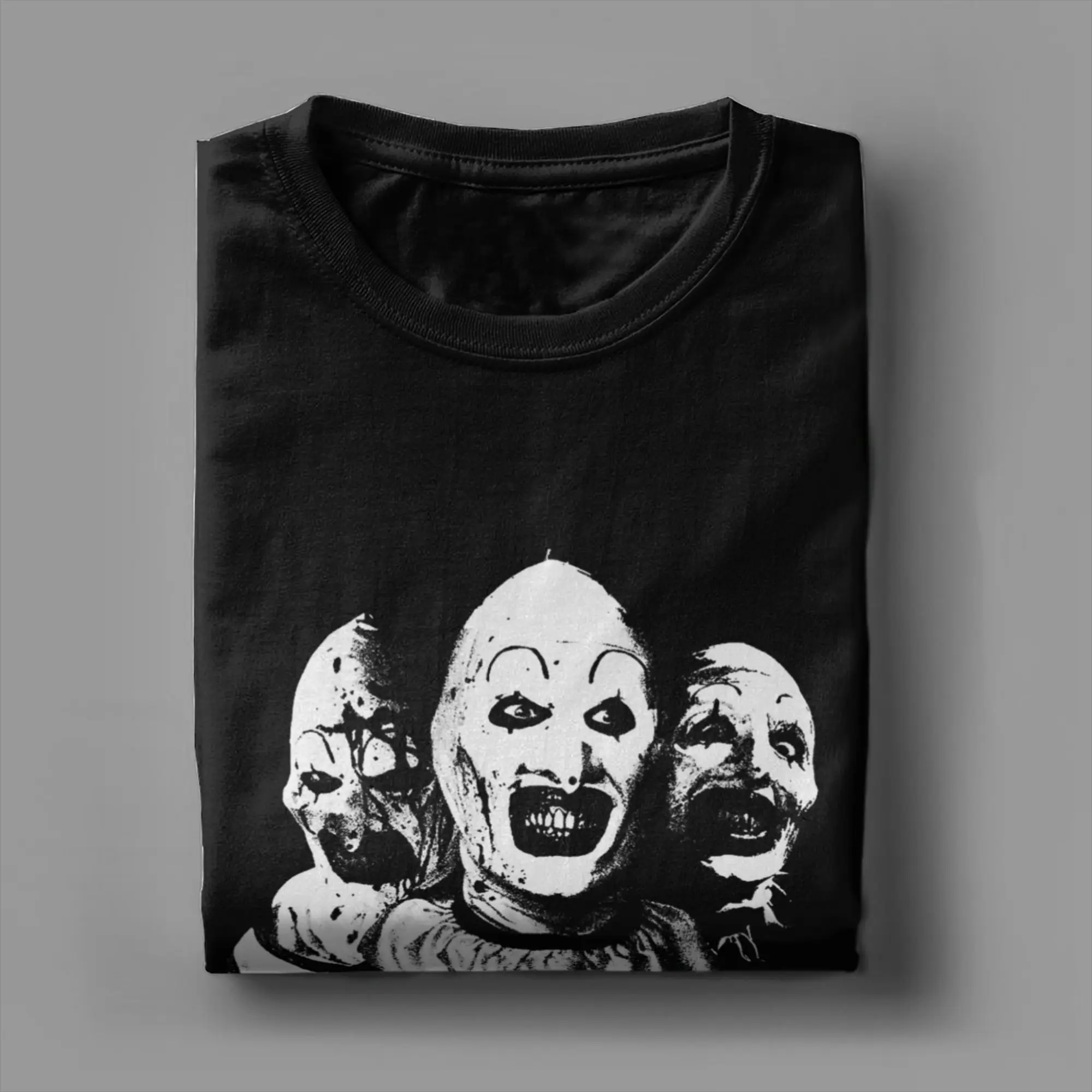 남성용 독특한 Terrifier 필름 티셔츠 라운드 칼라 100% 코튼 티셔츠 반소매 티셔츠 여름 탑